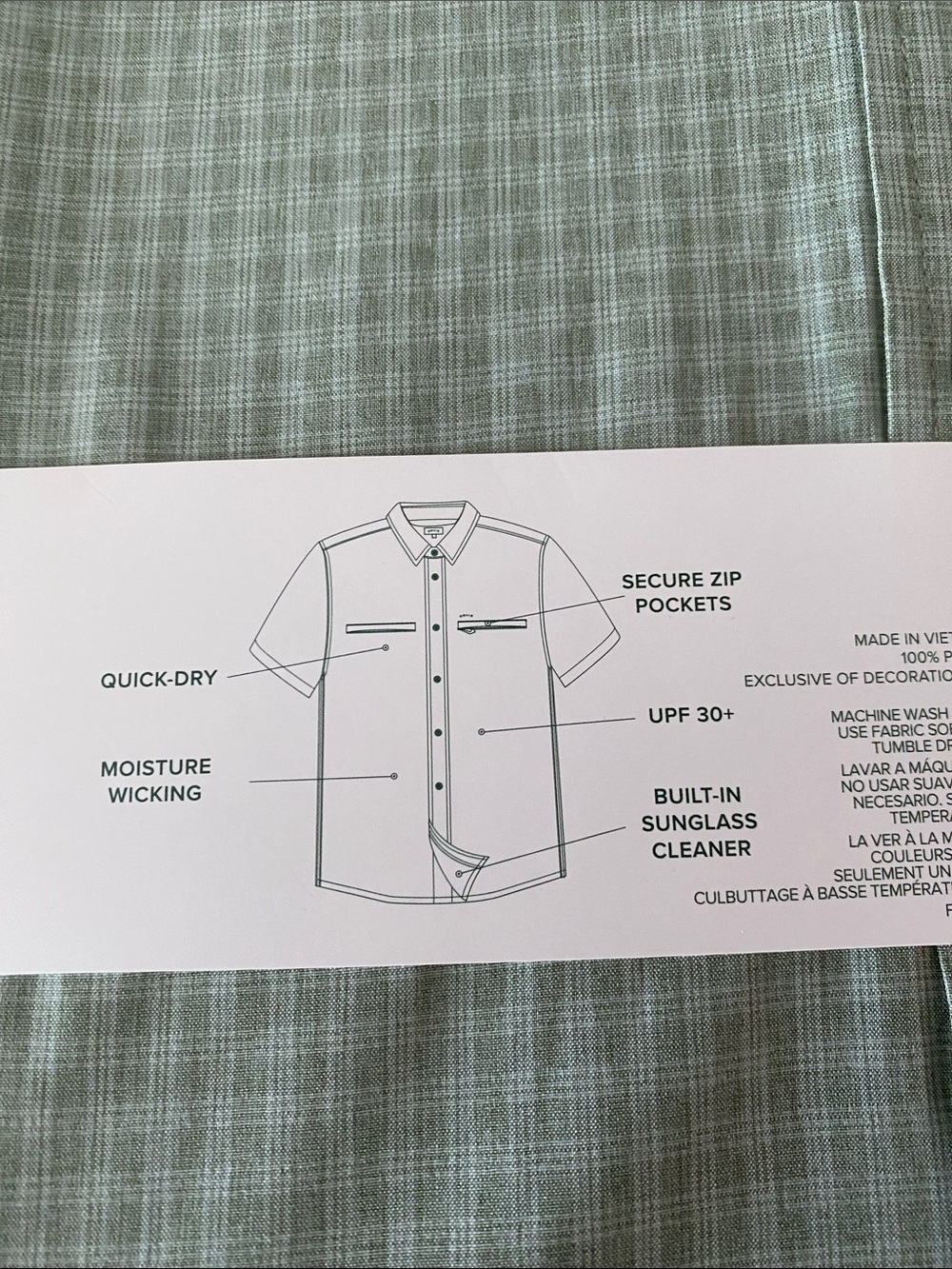 Orvis Tech Shirt Casual Green Check Button Up Short Sleeve Green - Picture 6 of 7